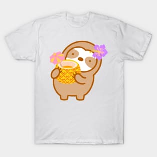 Cute Tropical Pineapple Drink Sloth T-Shirt